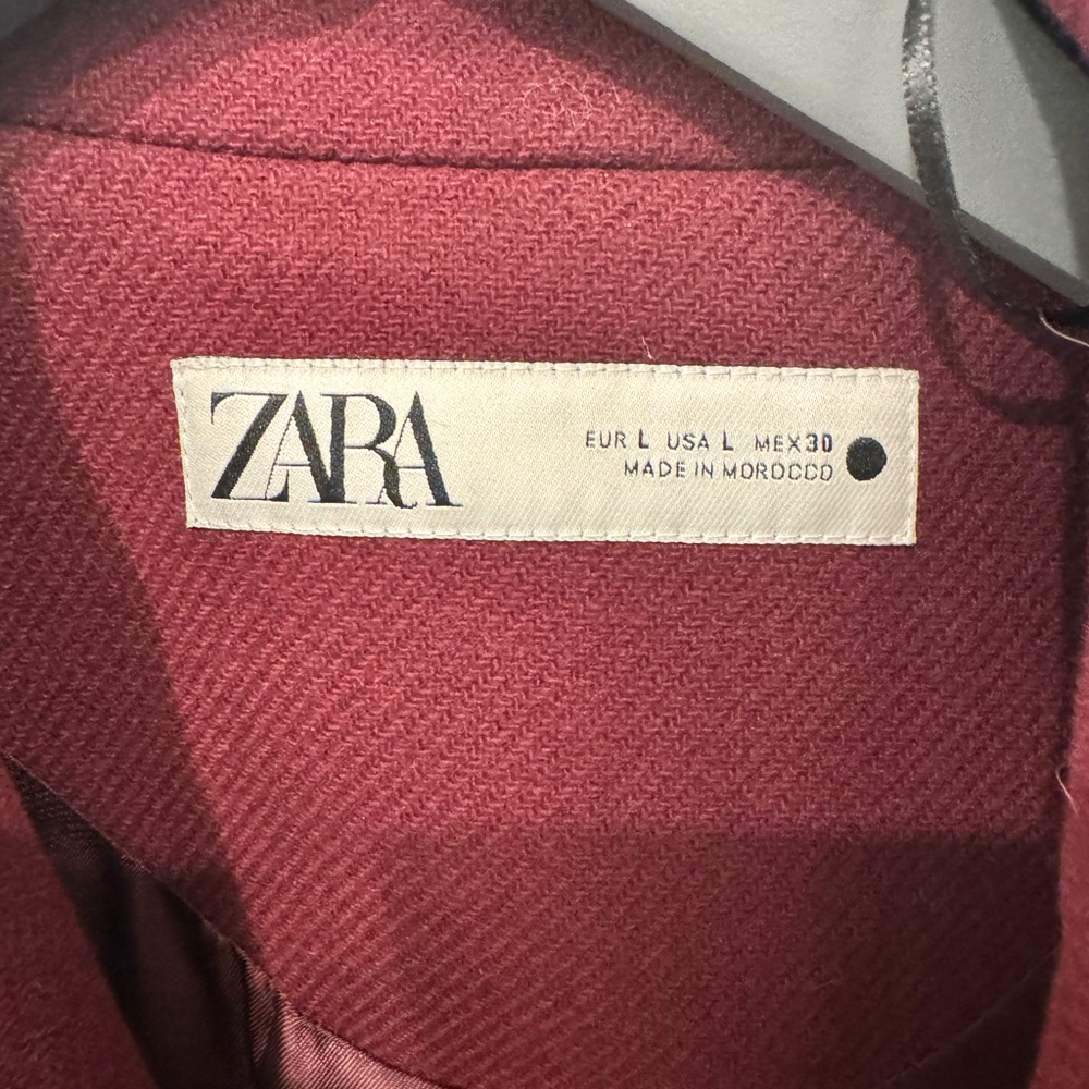 Zara Burgundy Double-Breasted Trench Coat - Picture 8 of 13